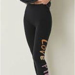 WOMENS PINK VICTORIAS SECRET HIGH WAISTED LEGGINGS SIZE LARGE